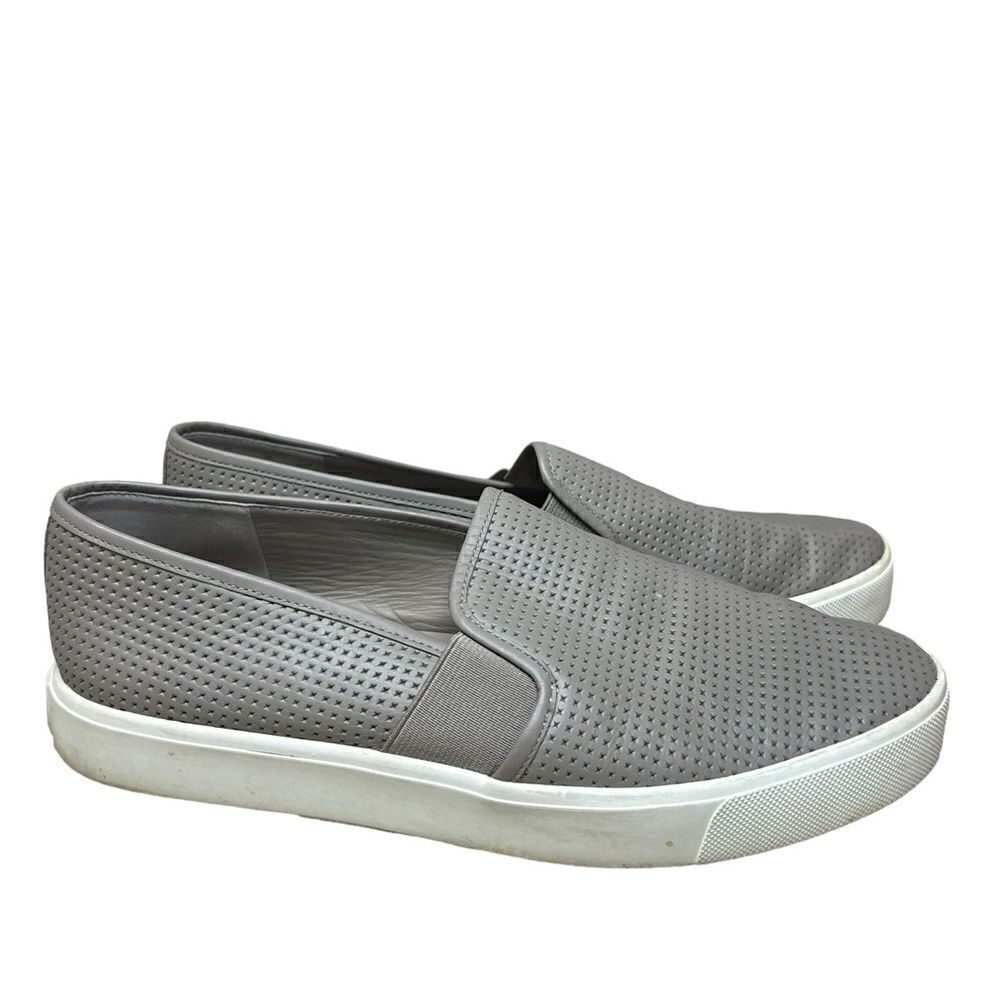 Vince Women’s Blair Slip-on Woodsmoke Grey Perforated Leather Sneakers Size 7.5